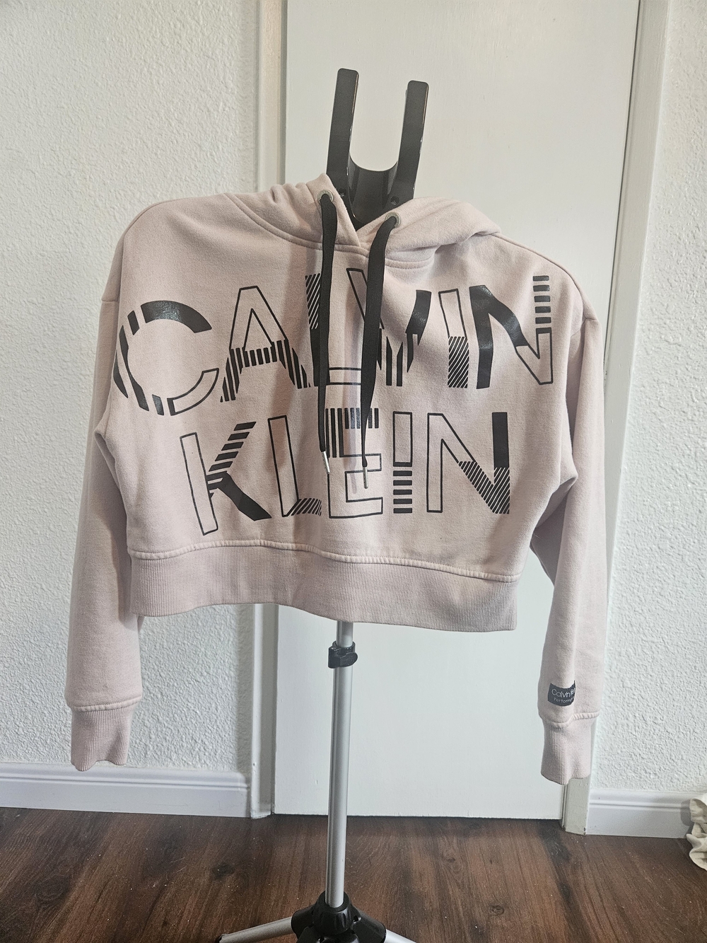 Calvin Klein Pale Blush Cropped Logo Hoodie